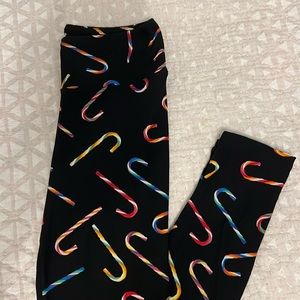 Colorful Candy Cane Leggings Juniors Small NWT
